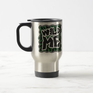 Wild Me Green and Black Zebra Pattern Travel Mug