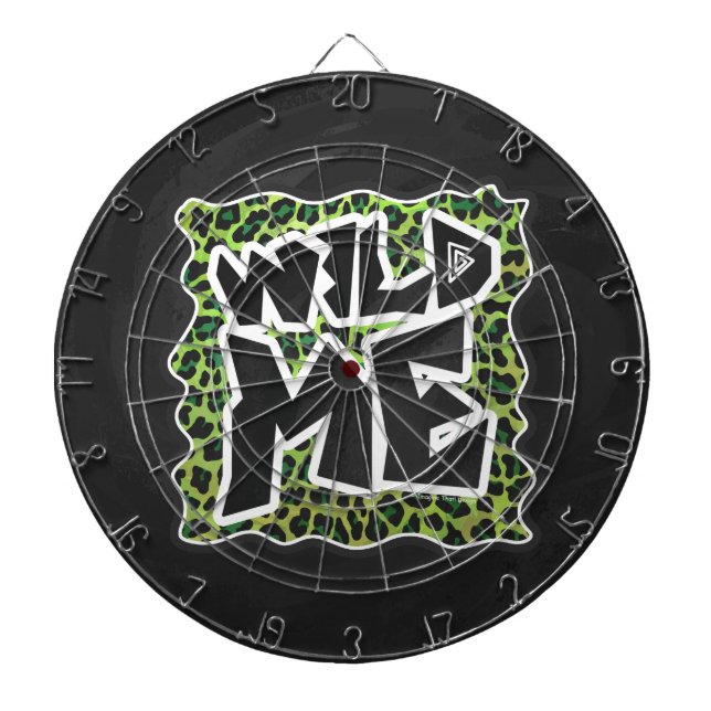 Wild Me Leopard Black and Green Design Dartboard (Front)