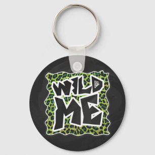 Wild Me Leopard Black and Green Design Key Ring