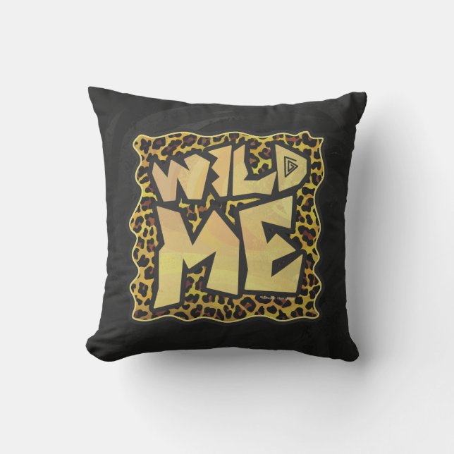 Wild Me Leopard Brown and Yellow Print Cushion (Front)