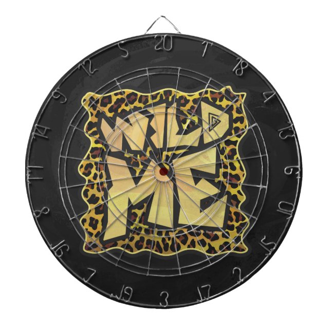 Wild Me Leopard Brown and Yellow Print Dartboard (Front)