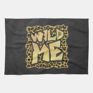 Wild Me Leopard Brown and Yellow Print Tea Towel