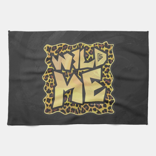 Wild Me Leopard Brown and Yellow Print Tea Towel (Horizontal)