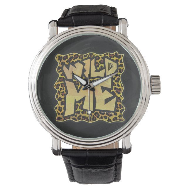 Wild Me Leopard Brown and Yellow Print Watch (Front)