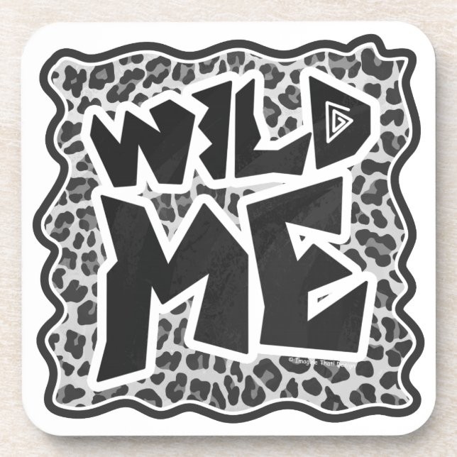 Wild Me Leopard White and Black Coaster (Front)