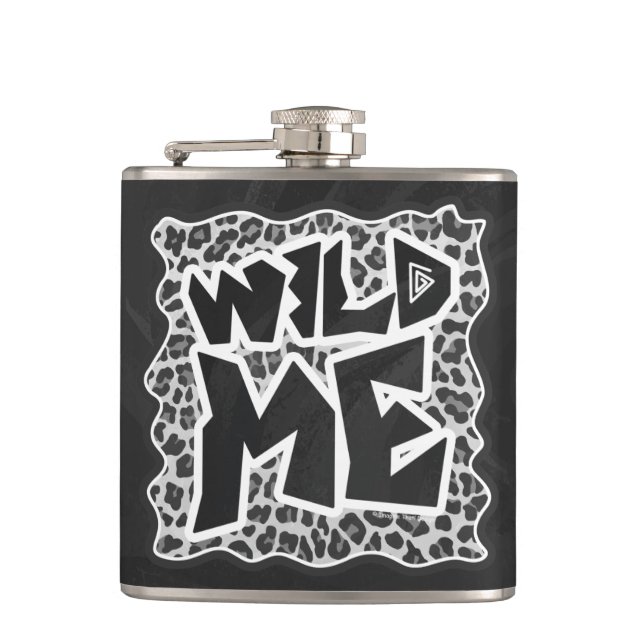 Wild Me Leopard White and Black Hip Flask (Front)