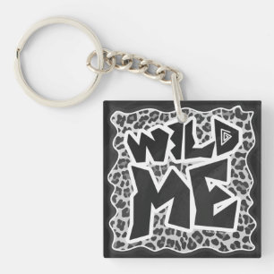 Wild Me Leopard White and Black Key Ring