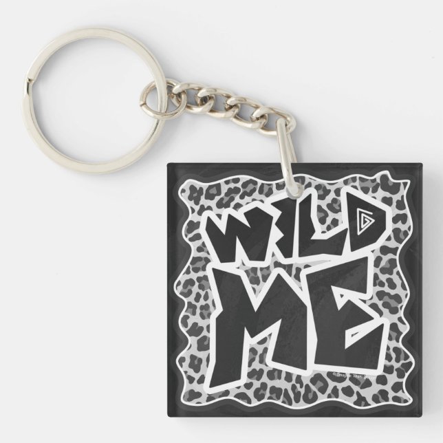 Wild Me Leopard White and Black Key Ring (Front)