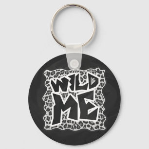 Wild Me Leopard White and Black Key Ring