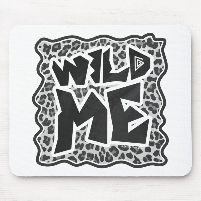 Wild Me Leopard White and Black Mouse Pad (Front)