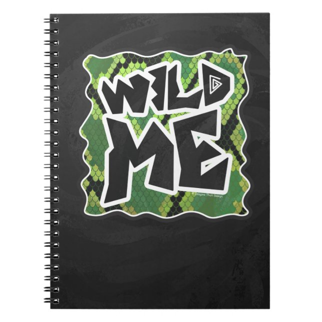 Wild Me Snake Black and Green Print Notebook (Front)