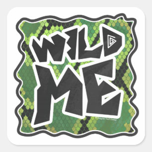 Wild Me Snake Black and Green Print Square Sticker