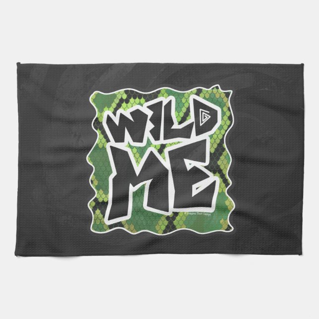 Wild Me Snake Black and Green Print Tea Towel (Horizontal)