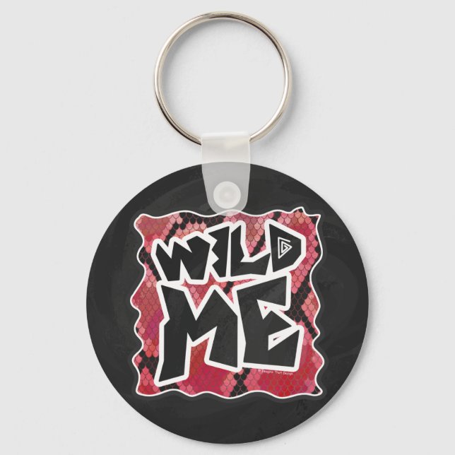Wild Me Snake Black and Red Print Key Ring (Front)