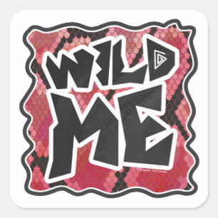 Wild Me Snake Black and Red Print Square Sticker
