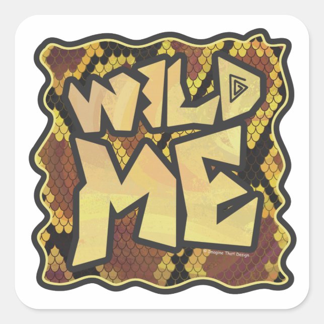 Wild Me Snake Brown and Gold Print Square Sticker (Front)