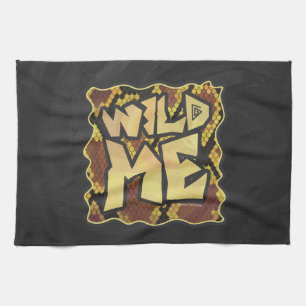 Wild Me Snake Brown and Gold Print Tea Towel