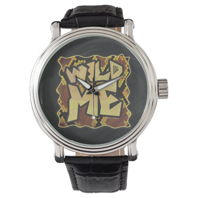 Wild Me Snake Brown and Gold Print Watch (Front)
