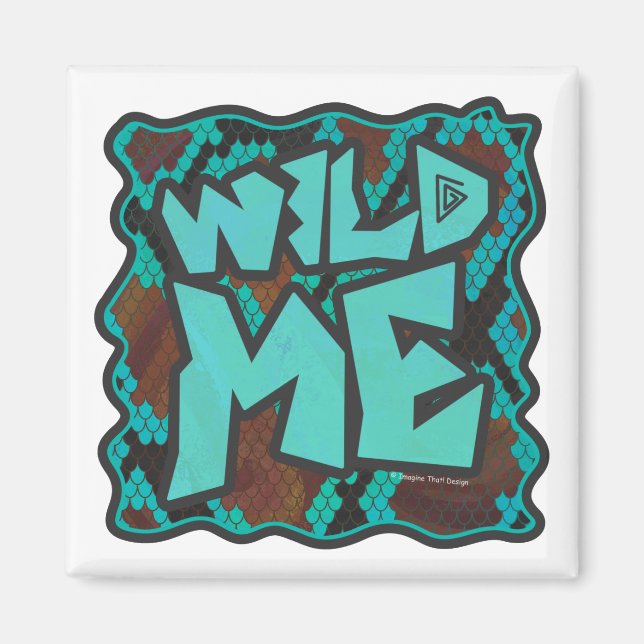 Wild Me Snake Brown and Teal Print Magnet (Front)