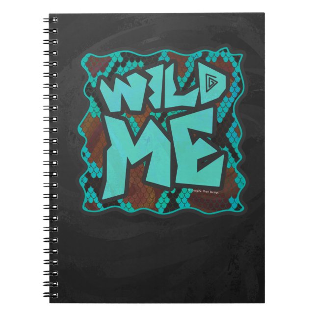 Wild Me Snake Brown and Teal Print Notebook (Front)