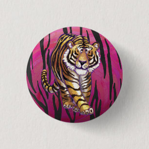 Wild Me Tiger Black and Pink 3 Cm Round Badge