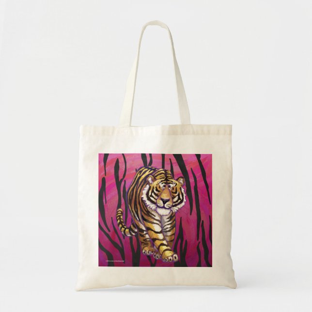 Wild Me Tiger Black and Pink Tote Bag (Front)
