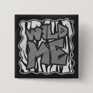 Wild Me Tiger Black and White Print 15 Cm Square Badge