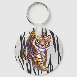 Wild Me Tiger Black and White Print Key Ring