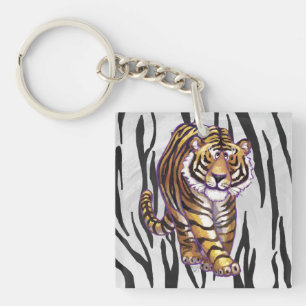 Wild Me Tiger Black and White Print Key Ring