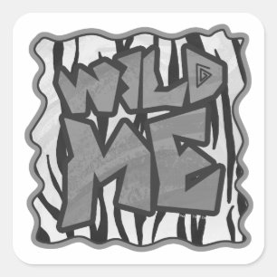 Wild Me Tiger Black and White Print Square Sticker