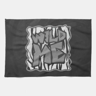 Wild Me Tiger Black and White Print Tea Towel