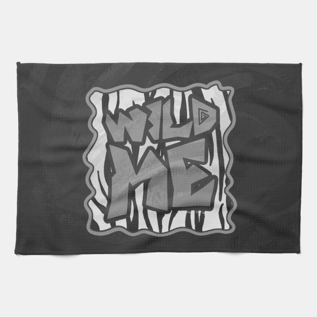 Wild Me Tiger Black and White Print Tea Towel (Horizontal)