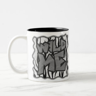 Wild Me Tiger Black and White Print Two-Tone Coffee Mug