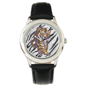 Wild Me Tiger Black and White Print Watch