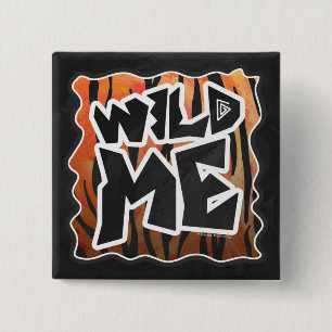 Wild Me Tiger Hot orange and Black Print 15 Cm Square Badge
