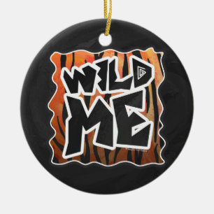 Wild Me Tiger Hot orange and Black Print Ceramic Tree Decoration