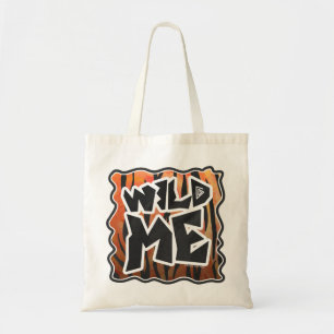 Wild Me Tiger Hot orange and Black Print Tote Bag