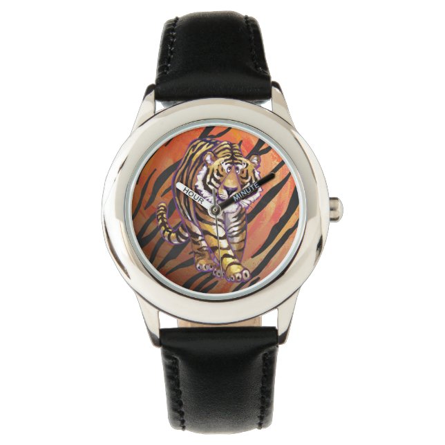 Wild Me Tiger Hot orange and Black Print Watch (Front)