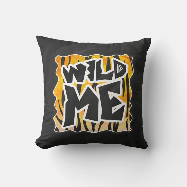 Wild Me Tiger Orange and Black Cushion (Front)