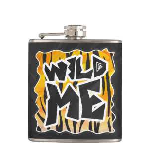 Wild Me Tiger Orange and Black Hip Flask