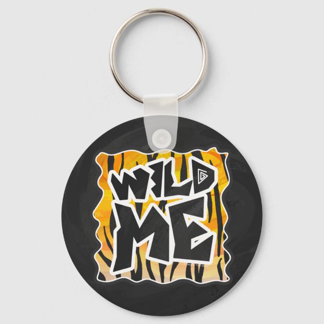 Wild Me Tiger Orange and Black Key Ring (Front)