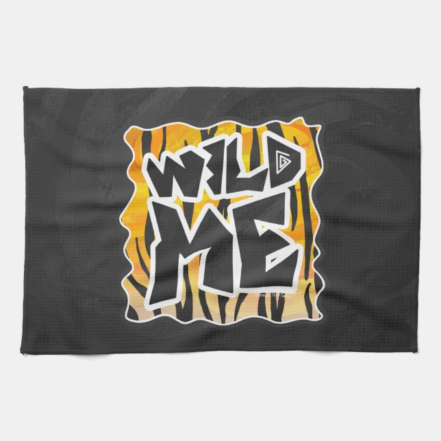 Wild Me Tiger Orange and Black Tea Towel (Horizontal)