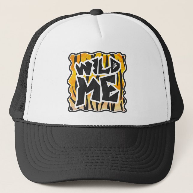 Wild Me Tiger Orange and Black Trucker Hat (Front)