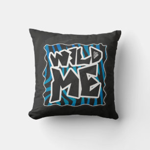 Wild Me Zebra Black and Blue Cushion