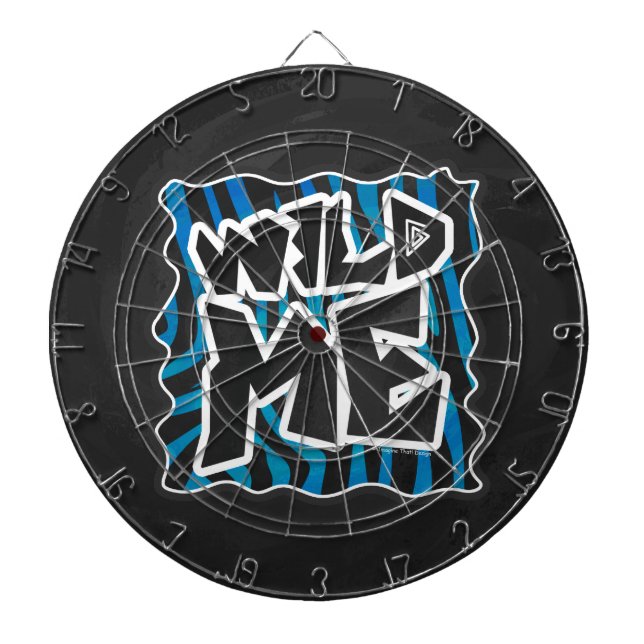 Wild Me Zebra Black and Blue Dartboard (Front)