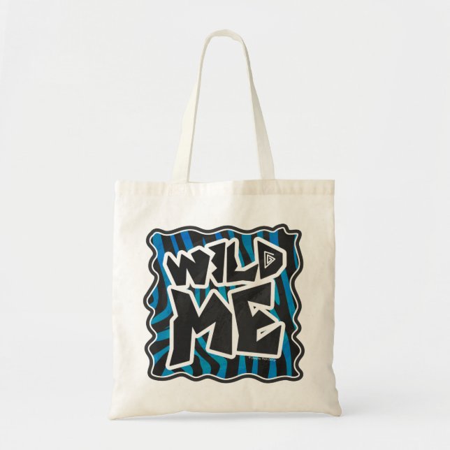 Wild Me Zebra Black and Blue Tote Bag (Front)