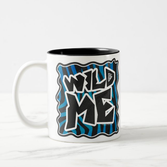 Wild Me Zebra Black and Blue Two-Tone Coffee Mug (Left)