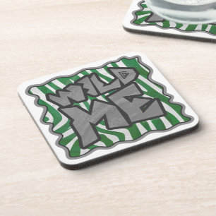 Wild Me Zebra Green and White Coaster