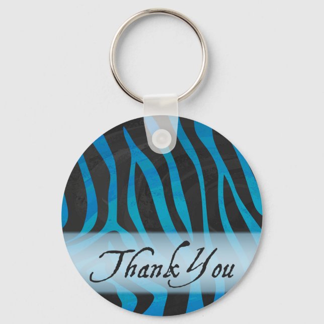 Wild Me Zebra Pattern Thank You Key Ring (Front)
