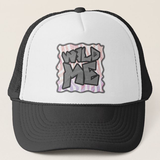 Wild Me Zebra Pink and White Trucker Hat (Front)